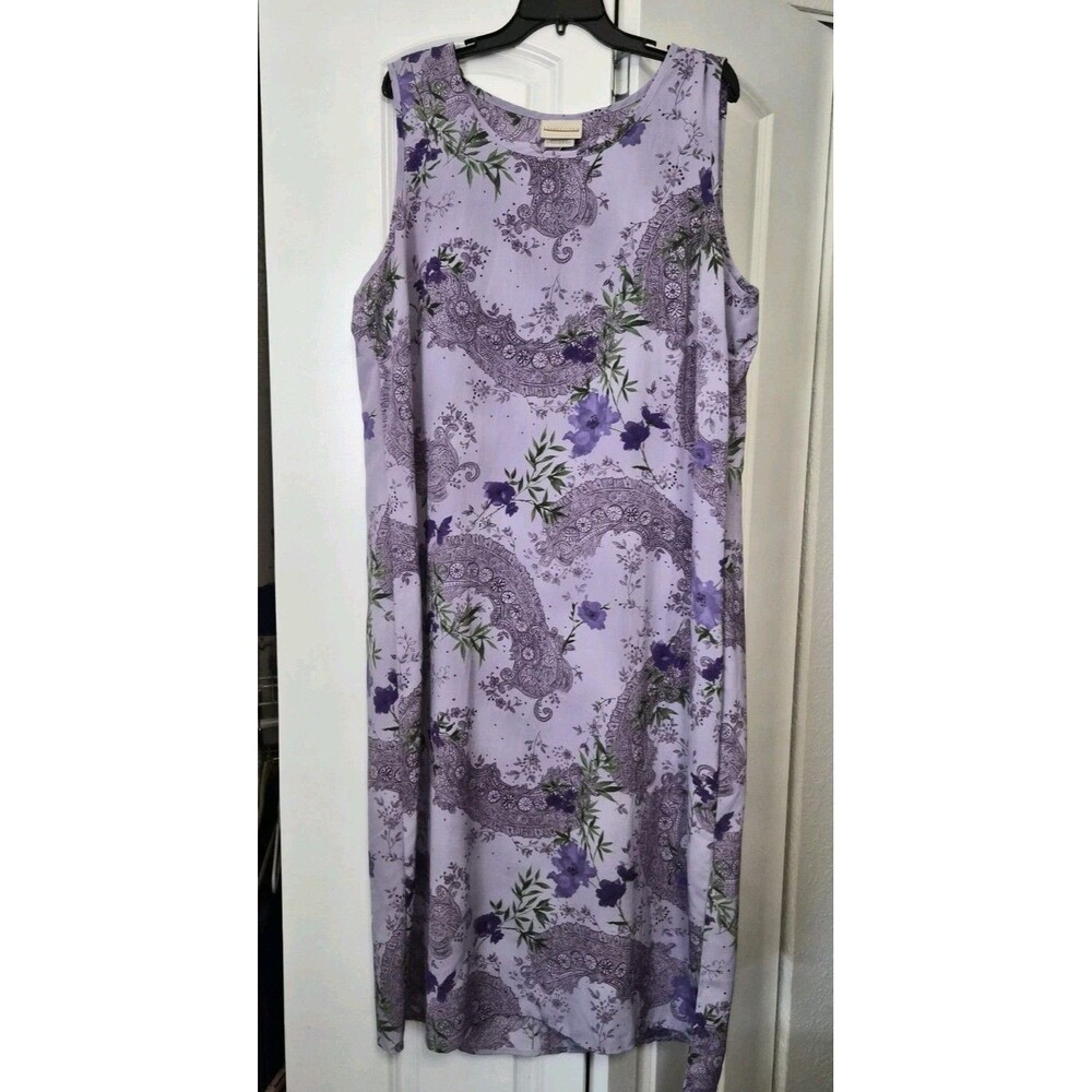 Size 24 Expressions Women's Sleeveless Lavender Lilac Paisley Floral Maxi Dress